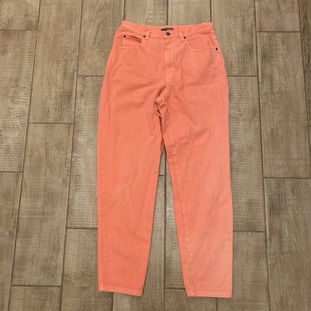 Lizwear Jeans 14 Salmon Pink Orange Straight Tapered High Waist Y2K Dopamine Mom